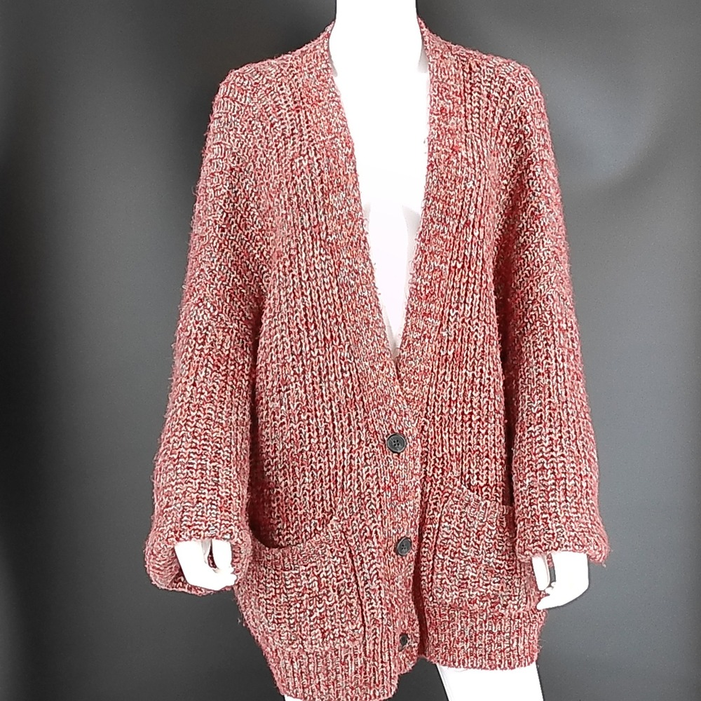 Universal Thread Red Marled Chunky Knit Button Front Cardigan Sweater XL